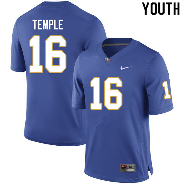 Youth #16 Nate Temple Pitt Panthers College Football Jerseys Sale-Royal